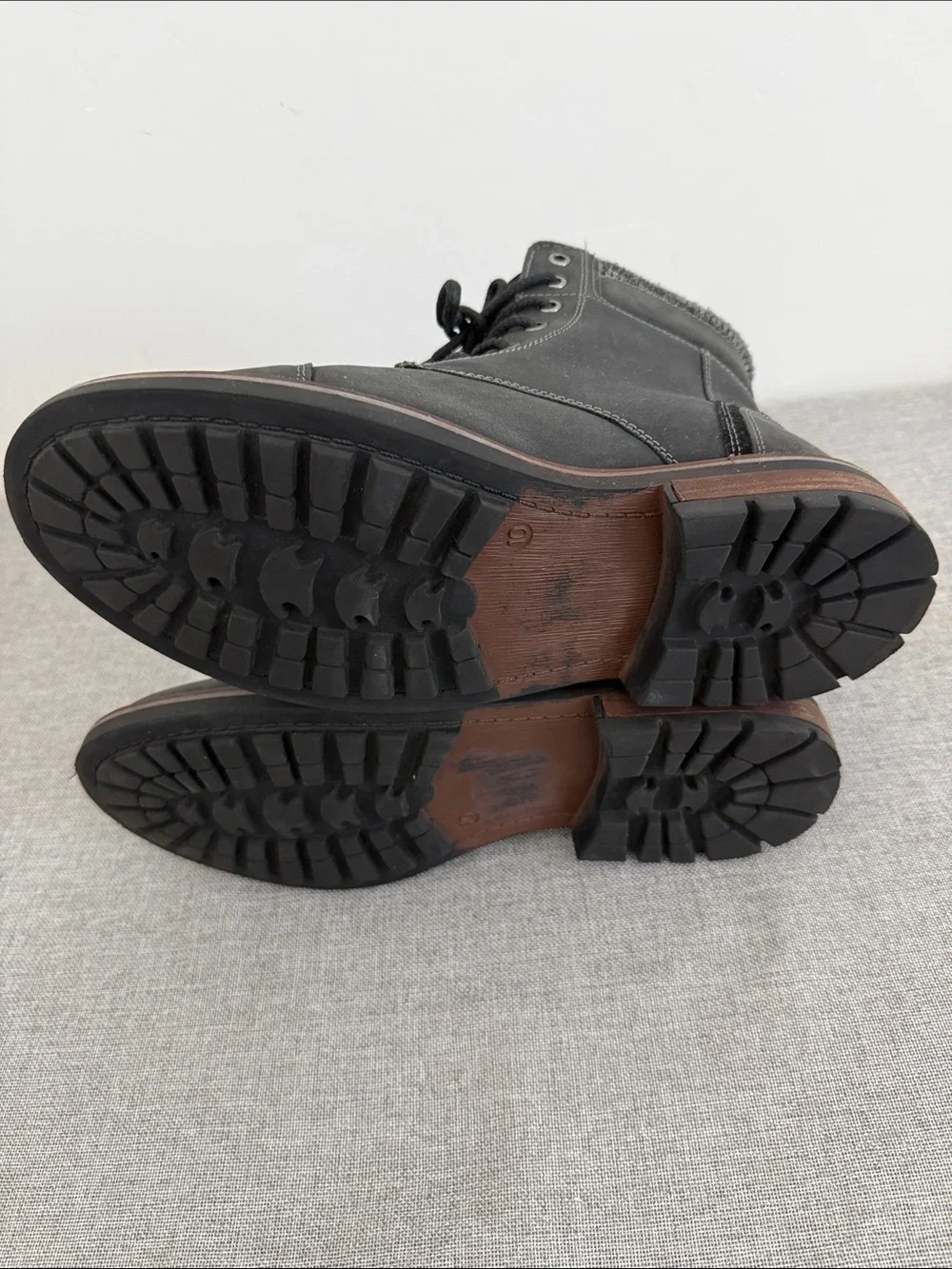 Franco Fortini Charcoal leather Lace-Up Knit-Collar Ankle Boots